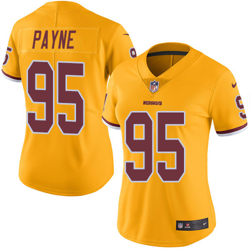 Nike Redskins #95 Da'Ron Payne Gold Women's Stitched NFL Limited Rush Jersey